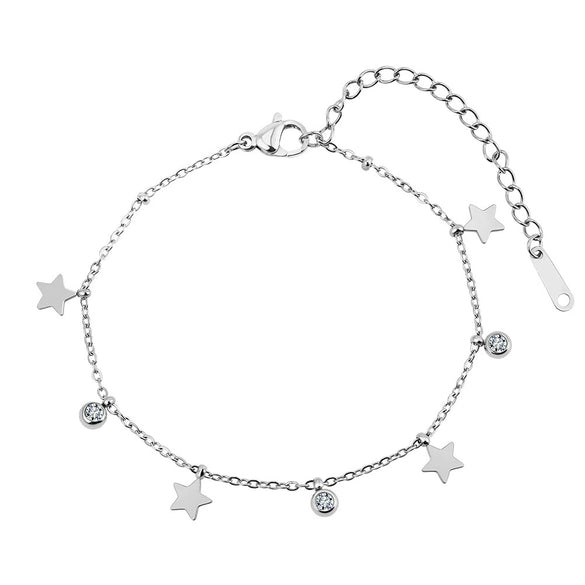 Wholesale Glowing Star Anklet For Women Simple Geometric Stainless Steel Jewelry With Moon Design