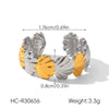 Wholesale Gold And Silver Colormatched Stainless Steel Openended Rings With Animal Zodiac Shapes Flowers Shell Lines Geometric Patterns Polished Plating For Women