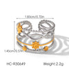 Wholesale Gold And Silver Colormatched Stainless Steel Openended Rings With Animal Zodiac Shapes Flowers Shell Lines Geometric Patterns Polished Plating For Women