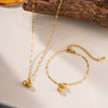 Wholesale Gold Bead Titanium Steel Jewelry Set With Geometric Pattern And Electroplating For Women Normcore Design
