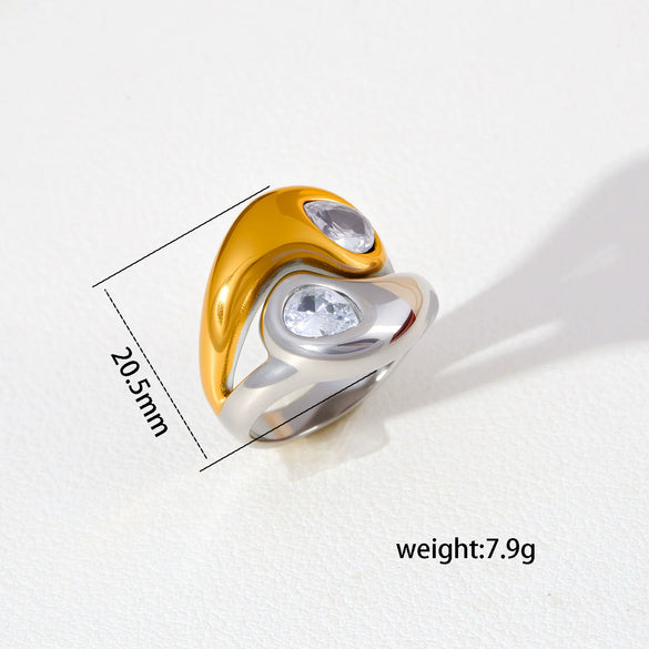 Wholesale Gold Electroplated Flower Shape Zircon Ring Unisex Trendy Ins Style Accessories
