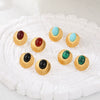 Wholesale Gold Electroplated Stainless Steel Geometric Earrings With Natural Stone Inlays For Women