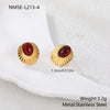 Wholesale Gold Electroplated Stainless Steel Geometric Earrings With Natural Stone Inlays For Women