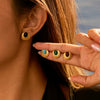 Wholesale Gold Electroplated Stainless Steel Geometric Earrings With Natural Stone Inlays For Women