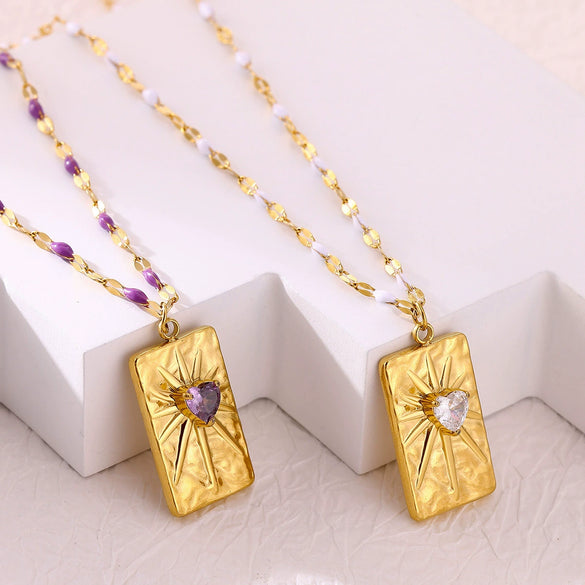 Wholesale Gold Electroplated Stainless Steel Heart Cross Chain Necklace For Unisex