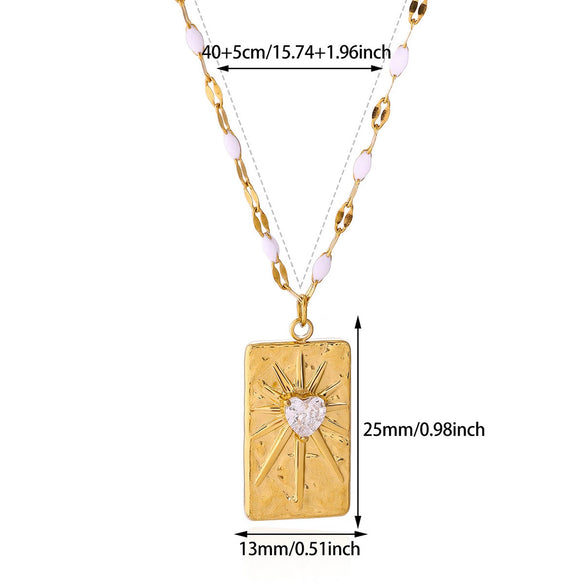 Wholesale Gold Electroplated Stainless Steel Heart Cross Chain Necklace For Unisex