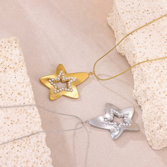 Wholesale Gold Electroplated Stainless Steel Heart Pendant Necklace With Cross Chain For Unisex