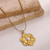 Wholesale Gold Electroplated Stainless Steel Hollow Flower Pendant Necklace With Cross Chain For Unisex