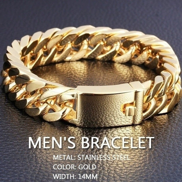 Wholesale Gold Plated Alloy Geometric Double Buckle Electroplated Men's Bracelet Jewelry