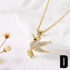Wholesale Gold Plated Bird Pendant Necklace With Full Zircon For Women Copper O Word Chain Electroplated