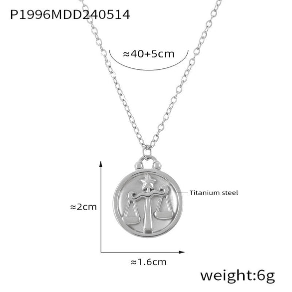Wholesale Gold Plated Constellation Geometric Pattern Titanium Steel Pendant Necklace For Women
