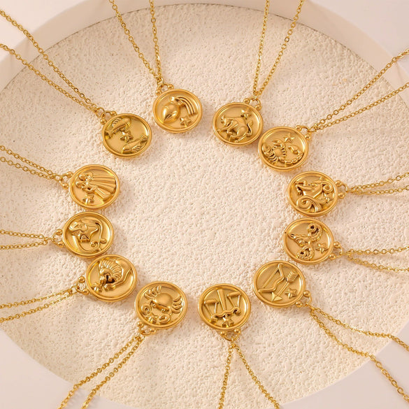 Wholesale Gold Plated Constellation Geometric Pattern Titanium Steel Pendant Necklace For Women