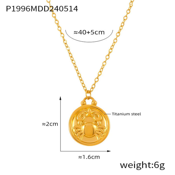 Wholesale Gold Plated Constellation Geometric Pattern Titanium Steel Pendant Necklace For Women