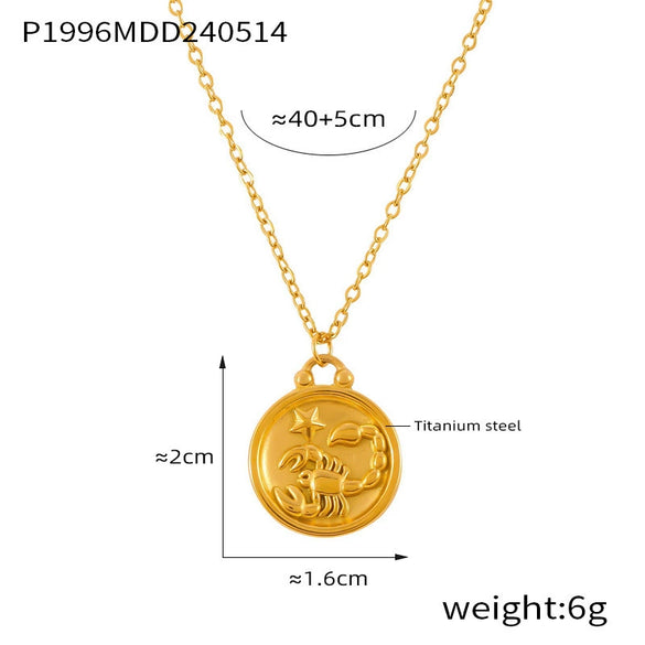 Wholesale Gold Plated Constellation Geometric Pattern Titanium Steel Pendant Necklace For Women