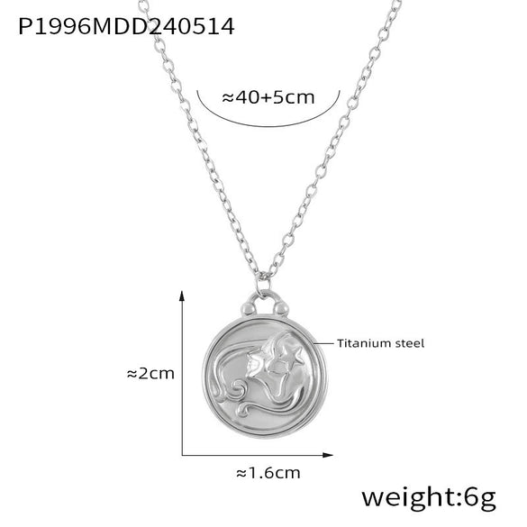 Wholesale Gold Plated Constellation Geometric Pattern Titanium Steel Pendant Necklace For Women