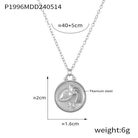 Wholesale Gold Plated Constellation Geometric Pattern Titanium Steel Pendant Necklace For Women