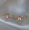 Wholesale Gold Plated Copper Fashion Retro Cute Sweet Style Pink Heart Shaped Butterfly Flower Opening Ring For Women