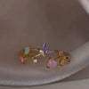 Wholesale Gold Plated Copper Fashion Retro Cute Sweet Style Pink Heart Shaped Butterfly Flower Opening Ring For Women