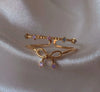 Wholesale Gold Plated Copper Fashion Retro Cute Sweet Style Pink Heart Shaped Butterfly Flower Opening Ring For Women