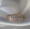 Wholesale Gold Plated Copper Fashion Retro Cute Sweet Style Pink Heart Shaped Butterfly Flower Opening Ring For Women
