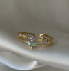 Wholesale Gold Plated Copper Fashion Retro Cute Sweet Style Pink Heart Shaped Butterfly Flower Opening Ring For Women