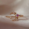 Wholesale Gold Plated Copper Fashion Retro Cute Sweet Style Pink Heart Shaped Butterfly Flower Opening Ring For Women