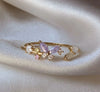 Wholesale Gold Plated Copper Fashion Retro Cute Sweet Style Pink Heart Shaped Butterfly Flower Opening Ring For Women