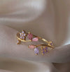 Wholesale Gold Plated Copper Fashion Retro Cute Sweet Style Pink Heart Shaped Butterfly Flower Opening Ring For Women