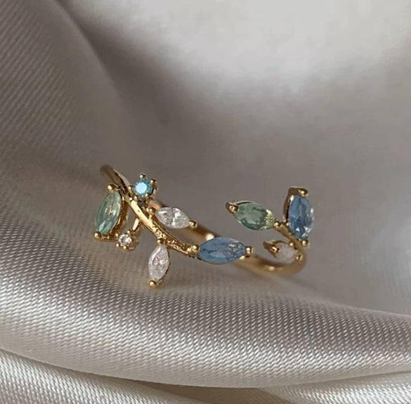 Wholesale Gold Plated Copper Fashion Retro Cute Sweet Style Pink Heart Shaped Butterfly Flower Opening Ring For Women