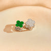 Wholesale Gold Plated Copper Floral Four Leaf Clover Double Sided Stud Earrings For Women