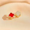 Wholesale Gold Plated Copper Floral Four Leaf Clover Double Sided Stud Earrings For Women