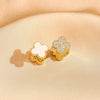 Wholesale Gold Plated Copper Floral Four Leaf Clover Double Sided Stud Earrings For Women