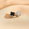 Wholesale Gold Plated Copper Floral Four Leaf Clover Double Sided Stud Earrings For Women