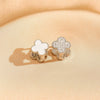 Wholesale Gold Plated Copper Floral Four Leaf Clover Double Sided Stud Earrings For Women