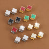 Wholesale Gold Plated Copper Floral Four Leaf Clover Double Sided Stud Earrings For Women