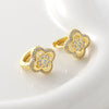 Wholesale Gold Plated Copper Flower Shape Four Leaf Clover Earrings For Women