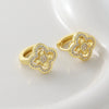 Wholesale Gold Plated Copper Flower Shape Four Leaf Clover Earrings For Women