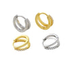 Wholesale Gold Plated Copper Geometric Double Circle Zircon Full Diamond Row Earrings For Women