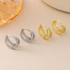 Wholesale Gold Plated Copper Geometric Double Circle Zircon Full Diamond Row Earrings For Women