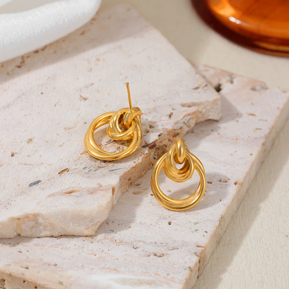 Wholesale Gold Plated Copper Geometric Multilayered Circle Earrings For Women Electroplated Simple Style