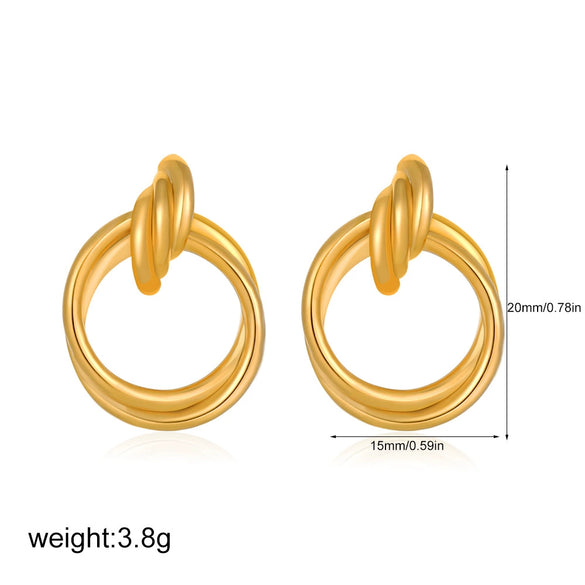 Wholesale Gold Plated Copper Geometric Multilayered Circle Earrings For Women Electroplated Simple Style