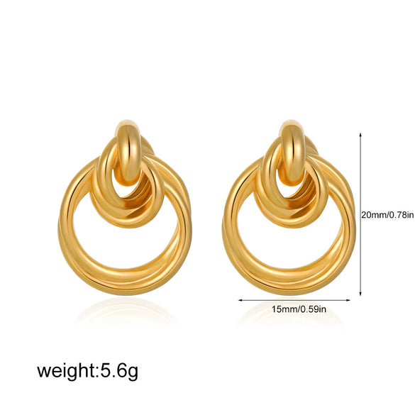Wholesale Gold Plated Copper Geometric Multilayered Circle Earrings For Women Electroplated Simple Style