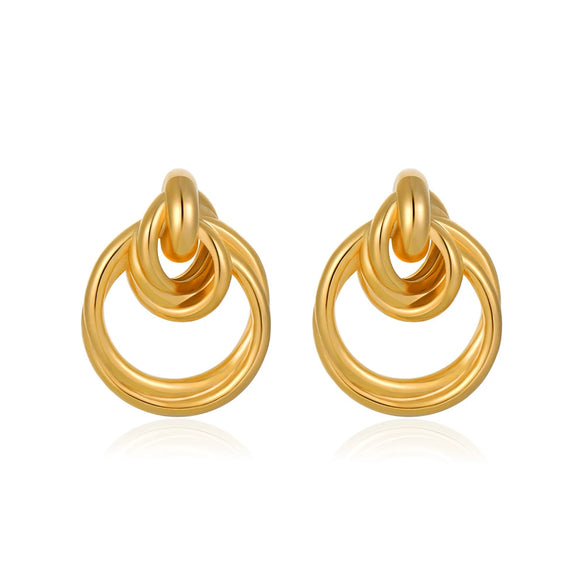 Wholesale Gold Plated Copper Geometric Multilayered Circle Earrings For Women Electroplated Simple Style