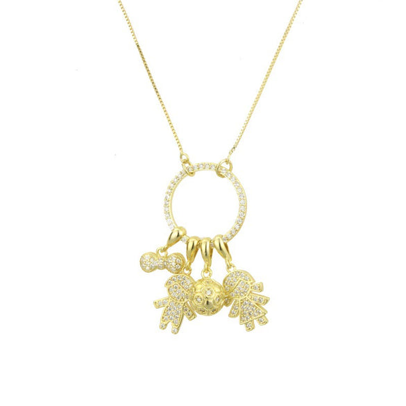 Wholesale Gold Plated Copper Round Pendant Key Ring Necklace For Women