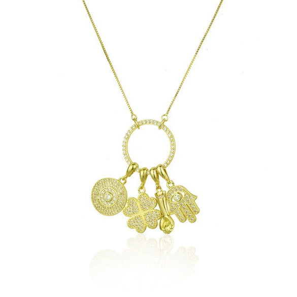 Wholesale Gold Plated Copper Round Pendant Key Ring Necklace For Women