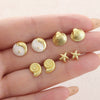 Wholesale Gold Plated Copper Starfish And Conch Shell Design Ear Bone Stud Earrings For Women