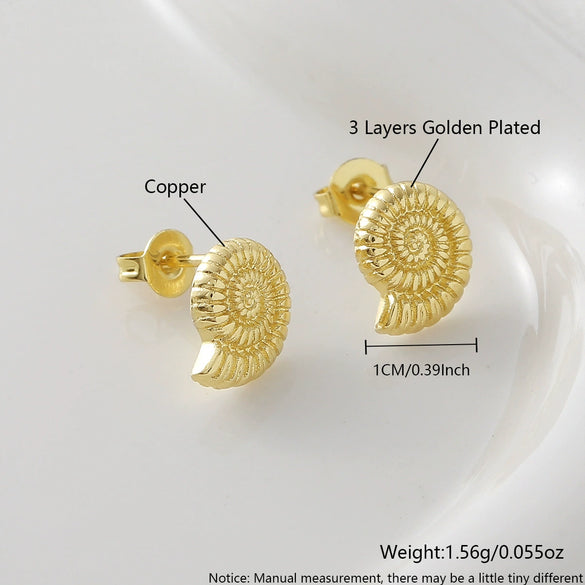 Wholesale Gold Plated Copper Starfish And Conch Shell Design Ear Bone Stud Earrings For Women