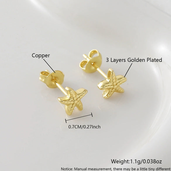 Wholesale Gold Plated Copper Starfish And Conch Shell Design Ear Bone Stud Earrings For Women