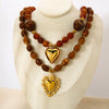 Wholesale Gold Plated Geometric And Heart Shape Acrylic Beaded Stainless Steel Pendant Necklace For Women