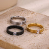 Wholesale Gold Plated Geometric And Ushaped Zircon 304 Stainless Steel Unisex Couple Tail Rings Cold Style